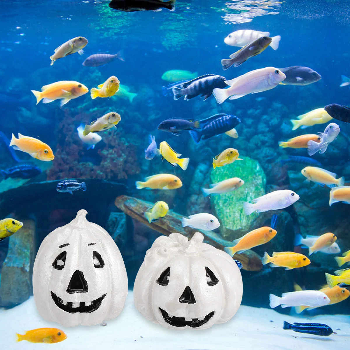 

Fish Aquariumdecoration Pumpkin Tank Decor Ornament Shelterfigurine Miniature Hideout Pendant Halllloween Furniture Table