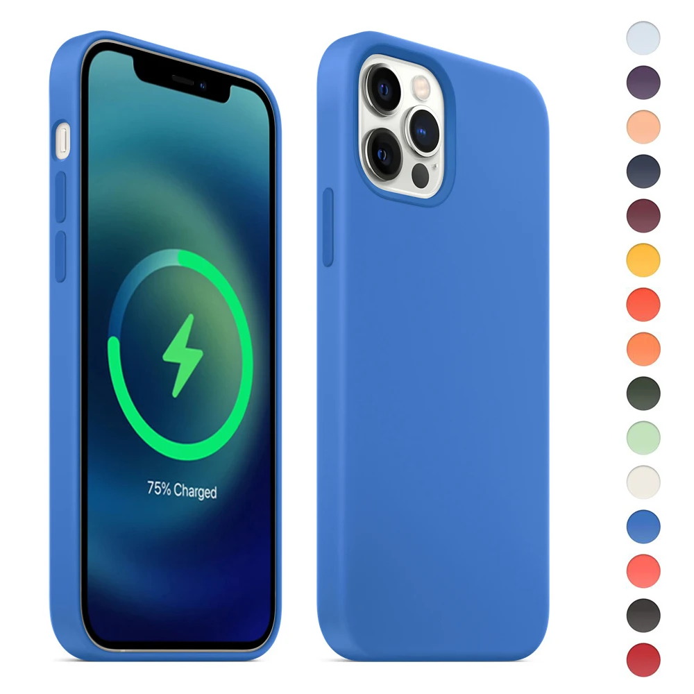 

Оригинальный силиконовый чехол с магнитной анимацией-капри синий для Apple iPhone 12 Pro | 12 Pro Max | 12 Mini чехол