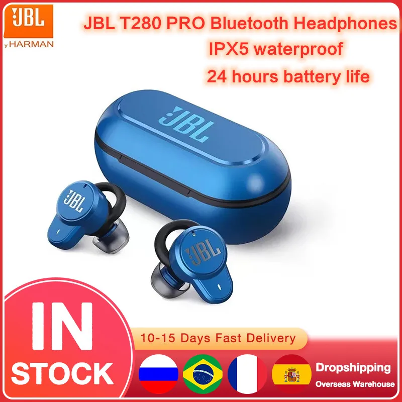 

JBL T280 TWS Pro Wireless Headphones Bluetooth-Compatible IPX5 Waterproof Sports Headphones Hybrid Noise Cancelling Earphones