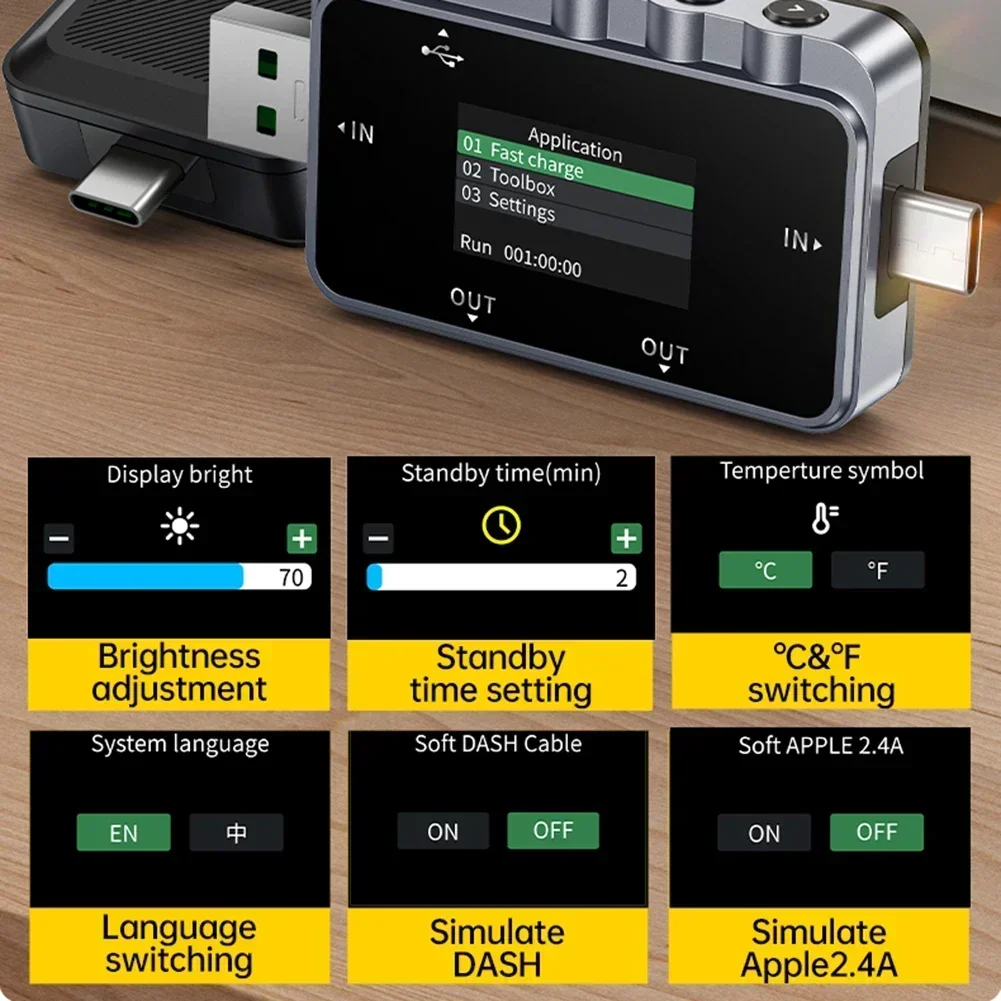 FNAC 28 USB-тестер, цифровой вольтметр, амперметр с поддержкой протоколов быстрой зарядки и тестирования энергопотребления (art.: 3920d0fc60d29) - 3920d0fc60d29