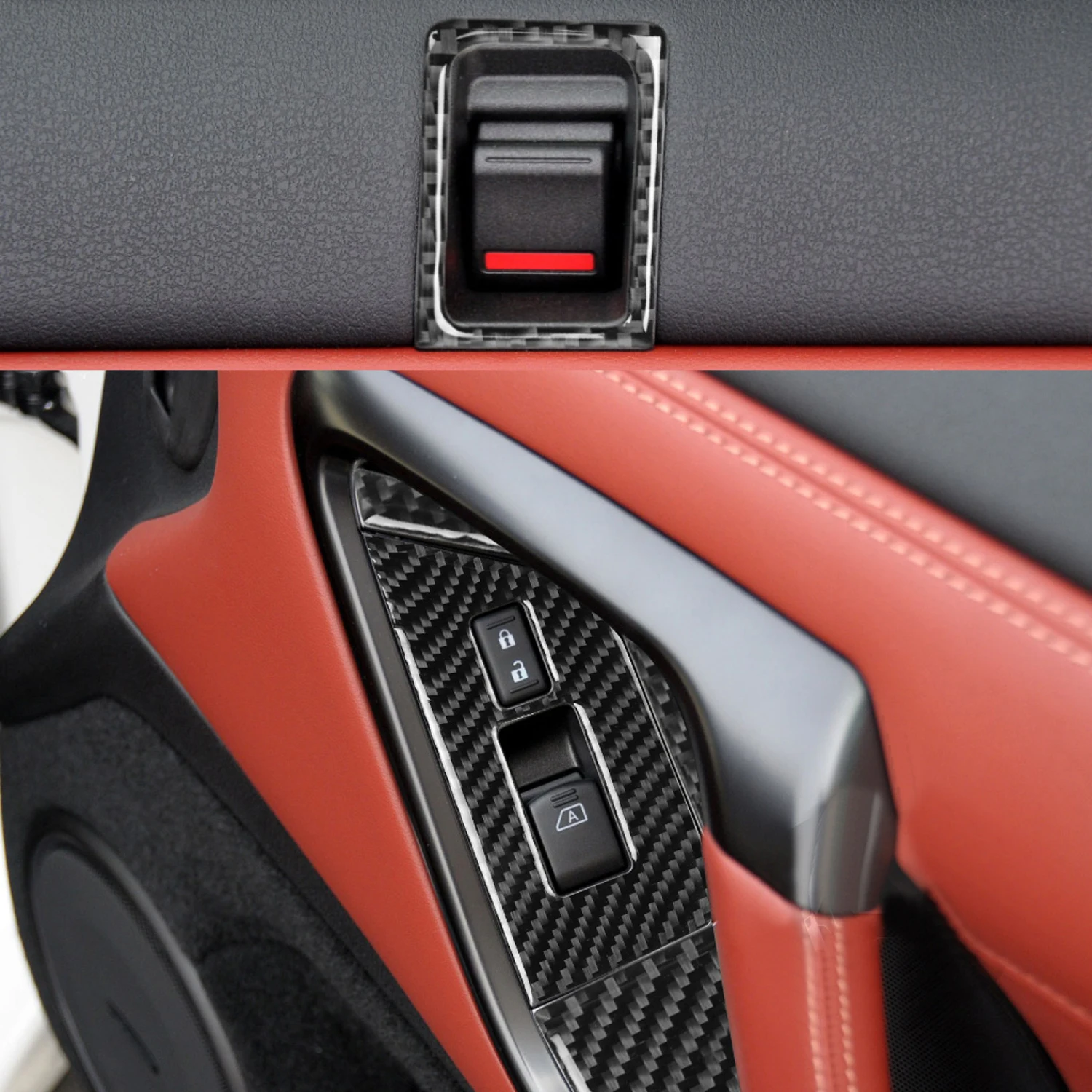 

Автомобильные товары, подходят для Nissan GTR R35 2009-2016, аксессуары для двери, подлокотника, стеклоподъемника, крышки переключателя, отделка, 4 шт., внутренние детали