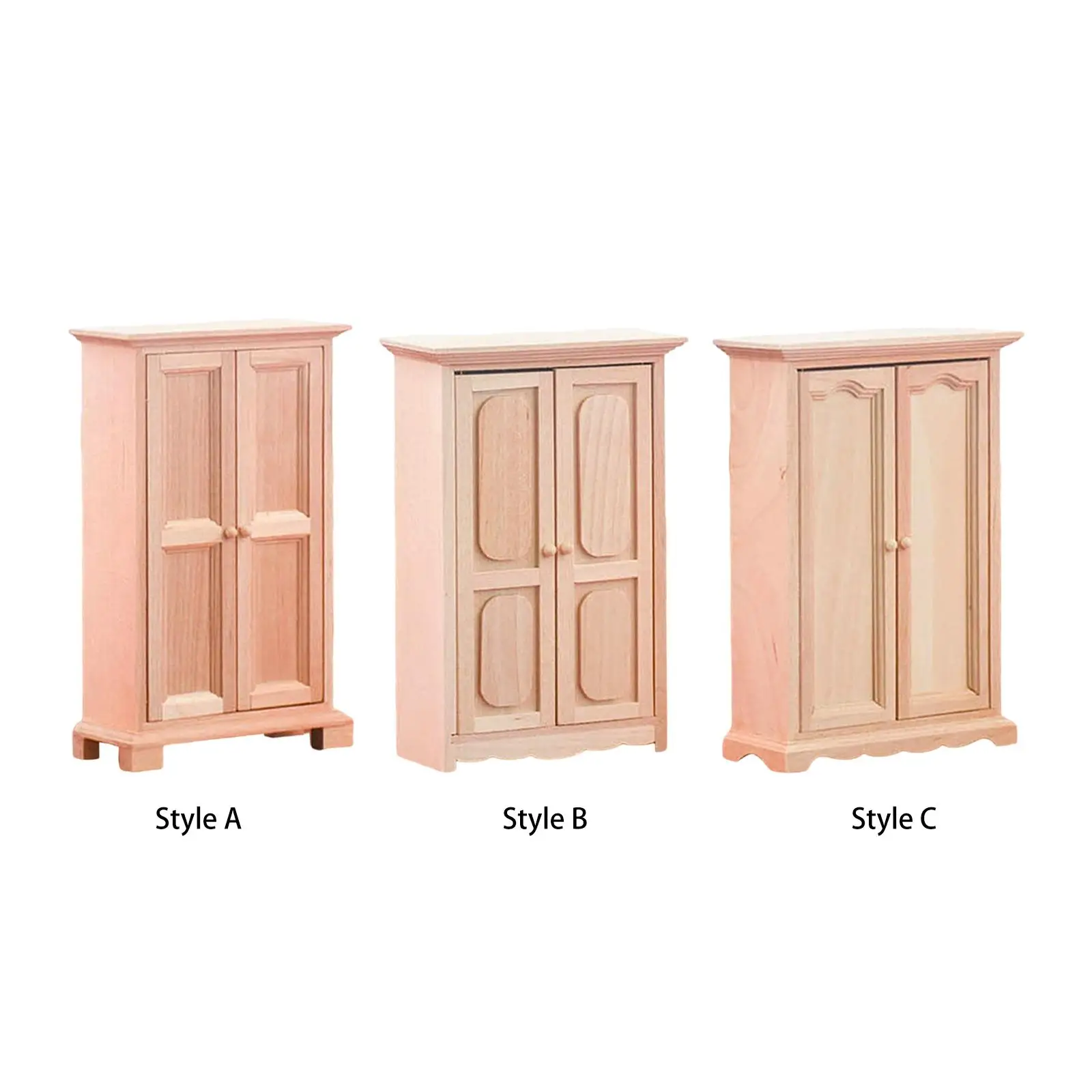 

Wood Wardrobe Bedroom Furniture Closet for 1:12 Scale Dollhouse Decoration