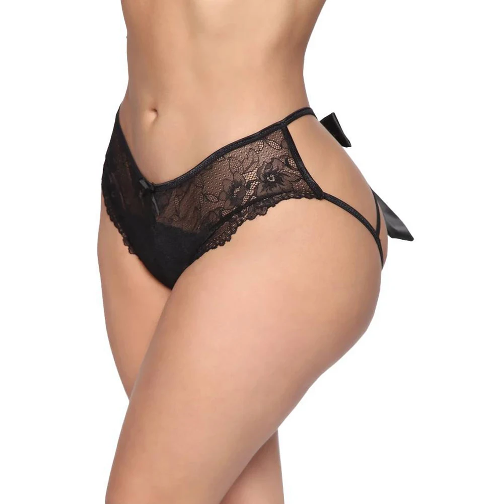 

Hot Bow-knot Back Women Buttocks Hollow Sexy Lace Panties See-Through Thong Briefs Slim Low Rise Lingerie Seamless Underwear