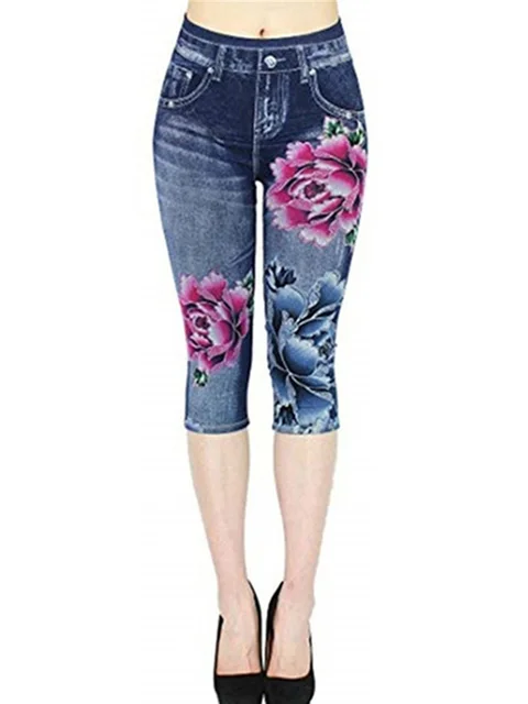 YSDNCHI Push Up Sports Flower Printed Capris Women Seamless Sexy Short High Waist Pants Gym Exercise Leggings Female Clothing 2