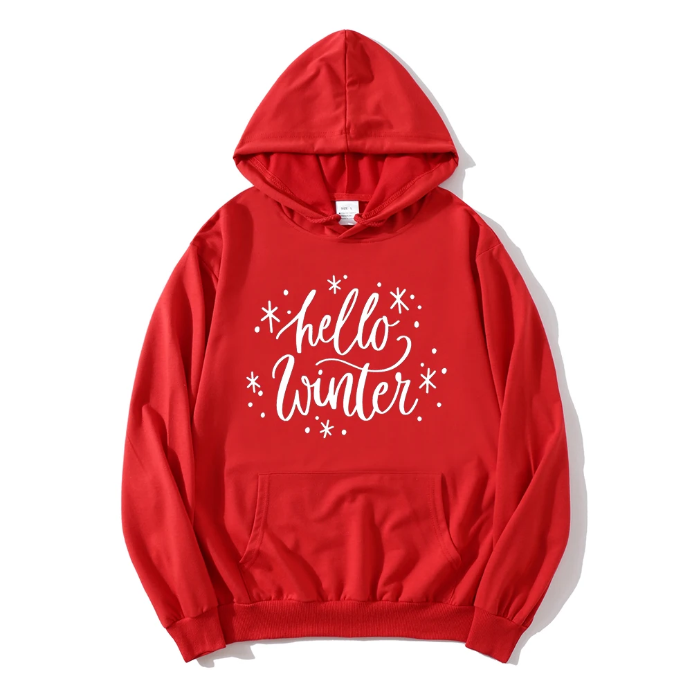 

Hello Winter Hoodies Cute Winter Sweatshirt Streetwear Women Winter Sweatshirt Gift for Christmas Winter Kawaii Clothes Gothic m
