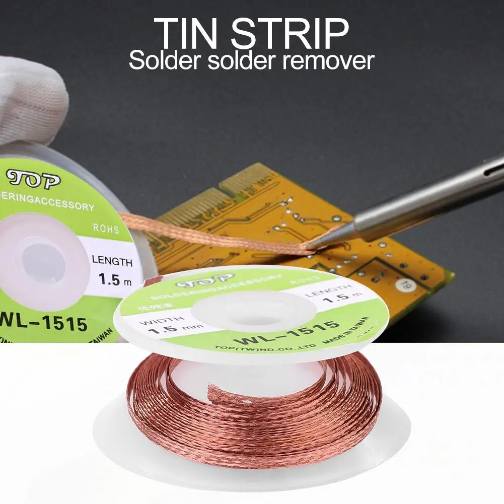 

5pcs 1.5m BGA Desoldering Braid Welding Solder Remover Wick Wire Lead Cord Flux High Efficiency Saving Time of Electric Repair