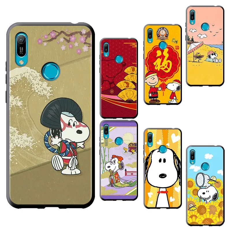 

Cute snoopy For Huawei Y5P Y5 Y6S Y6P Y6 Y7A Y7P Y7 Y8S Y8P Y9S Y9 2018 Prime PRO 2019 2020 Black luxury Cover Funda Phone Case