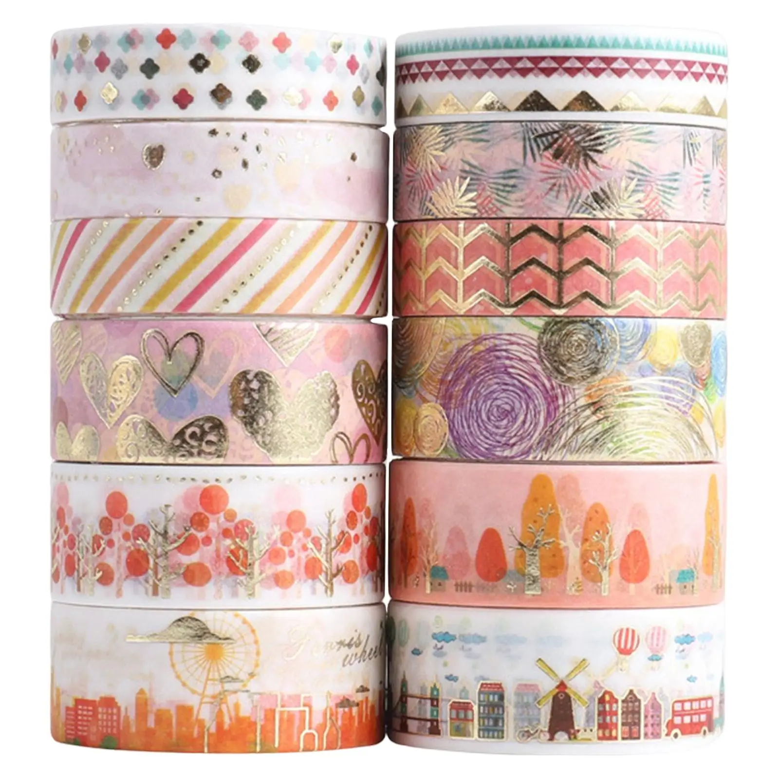 

12 Rolls Washi Tape Masking Tape Label Sticker Decorative for DIY Crafts Journal Planners Gift Wrapping Party Decorations