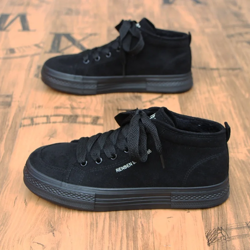 Мужская обувь Renben на хлопковой подкладке новинка зимы 2024 полностью черная