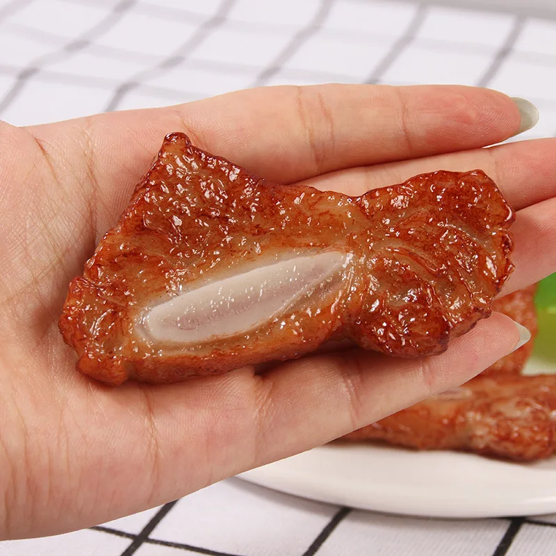8cmX4.5cm PVC Simulation Meat Model Artificial FAKE Lamb Chops FOOD Western Restaurant Hotel Shop Decoration Shoot Props |