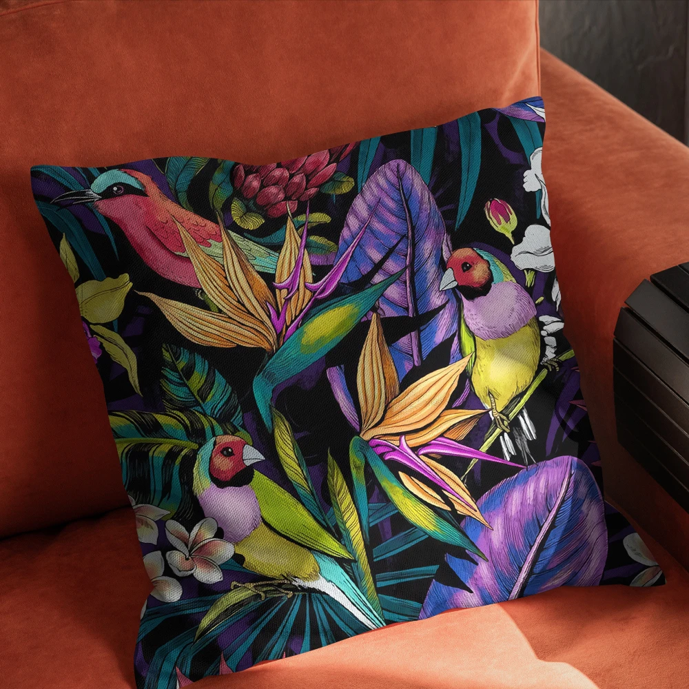 

Flowers Cushion Cover pillow decorative Tropical plant parrot cushion cover pillow Decorative Pillowcase for sofa Pillowcover