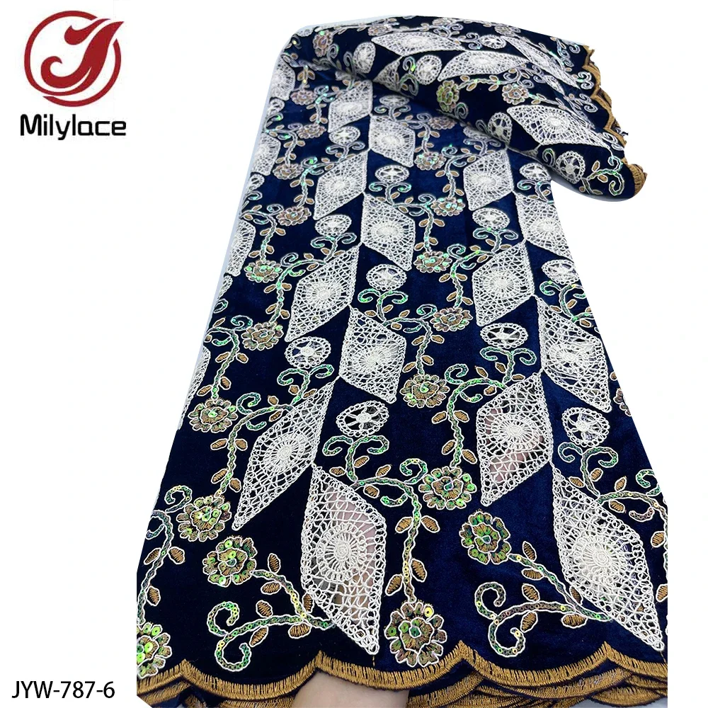 Искусственная ткань изящная мягкая бархатная кружевная с вышивкой для женского