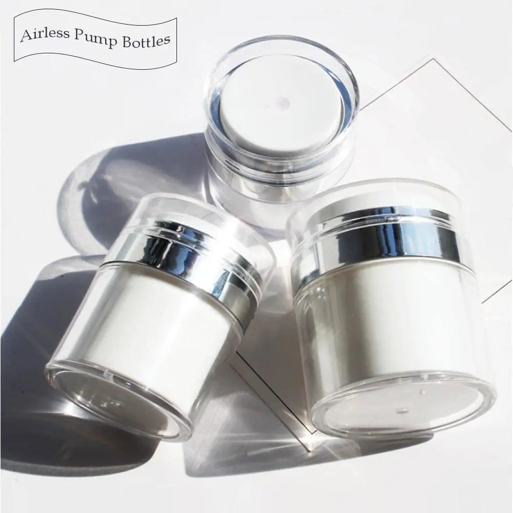 

15/30/50ml Airless Pump Jar Bottles Portable Lotion Dispenser Makeup Lotions Creams Travel Container Push Jar Vacuum Bottle