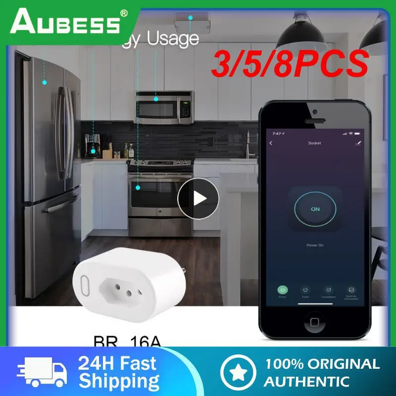 

3/5/8PCS Hands-free 16a Smart Plug 2.4ghz Wi-fi Wifi Smart Socket Timer Tuya Wifi Smart Plug Work With Alexa Google Home