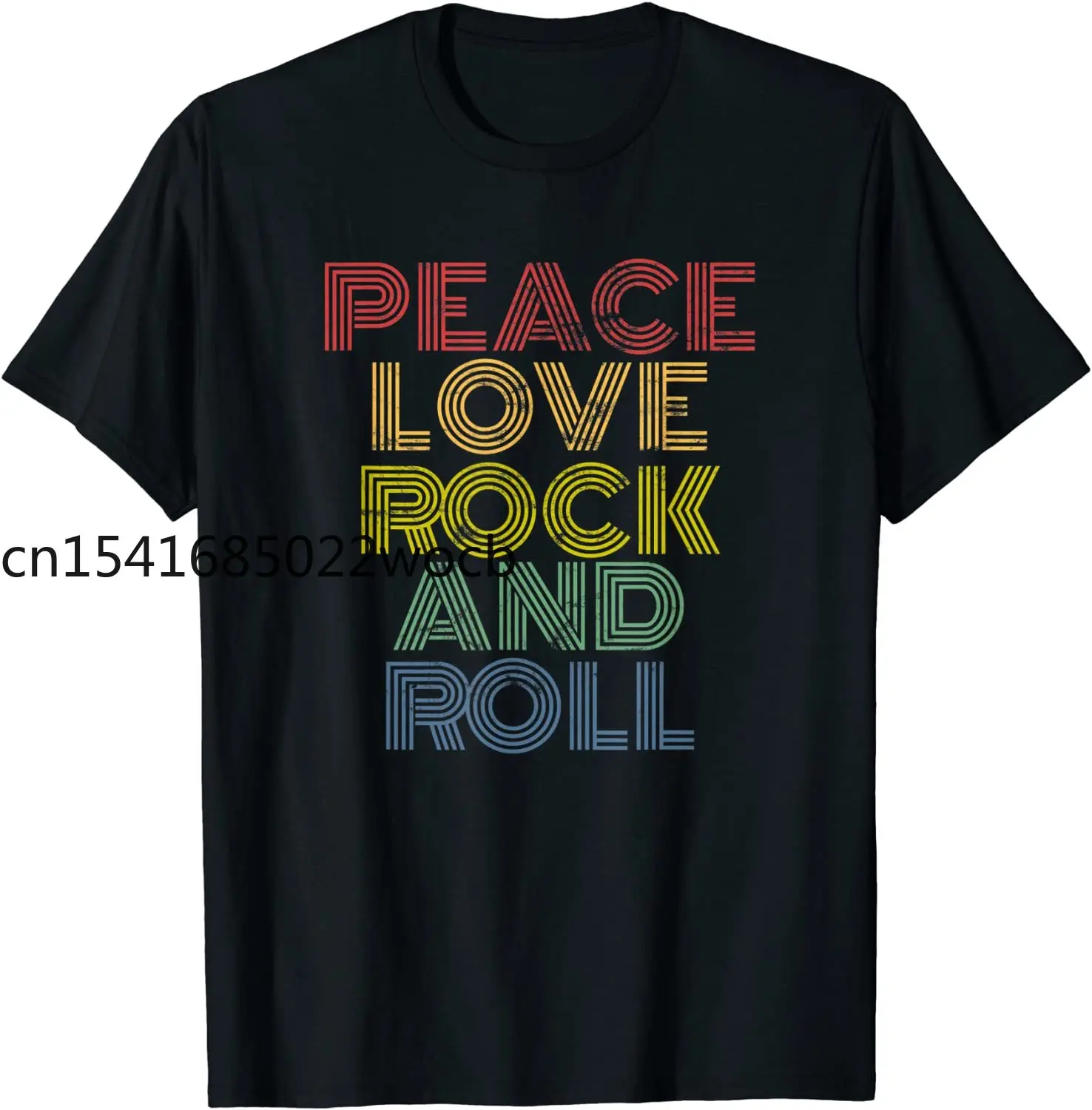 

Футболка с надписью «Peace Love Rock And Roll»