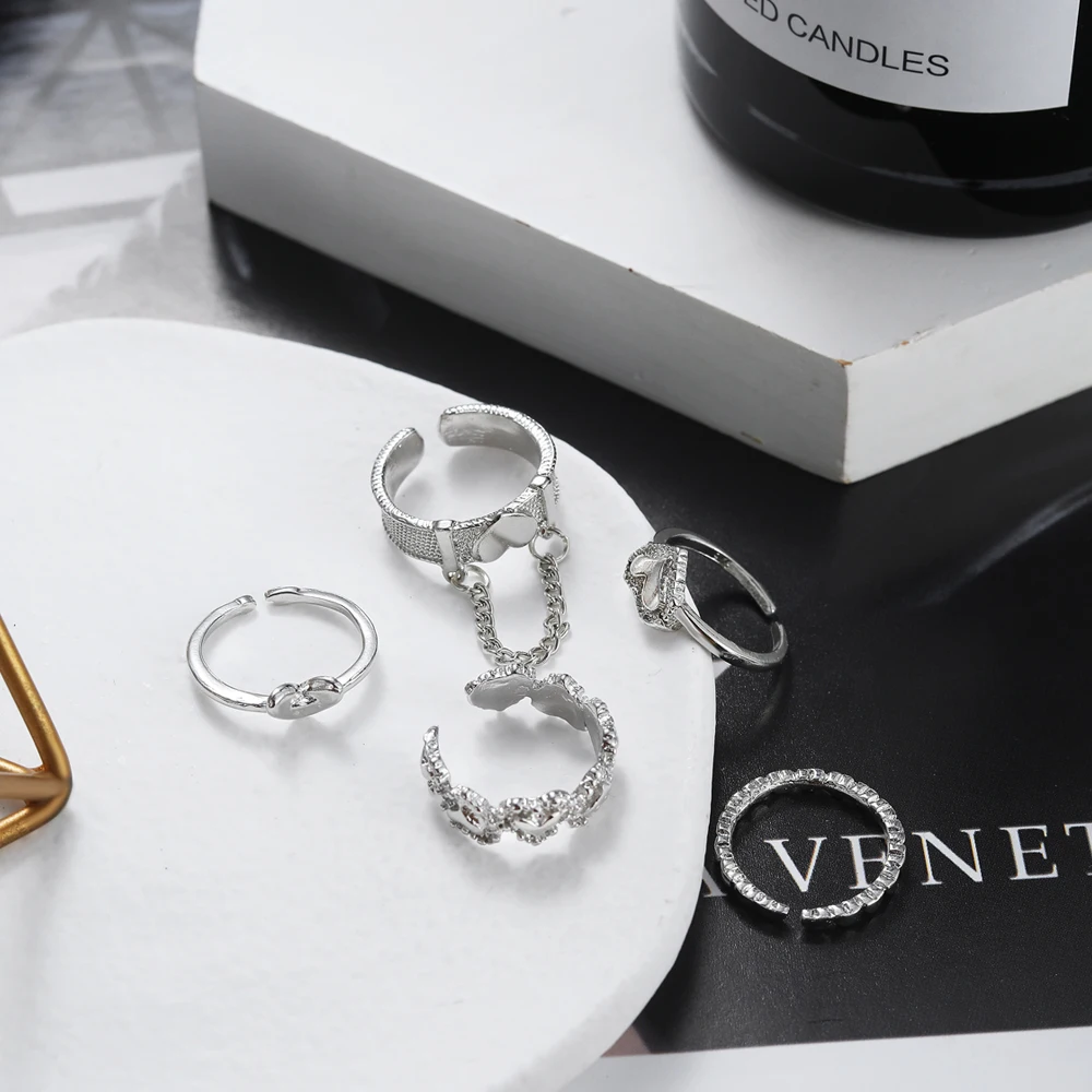 Комплект колец ALIUTOM в Корейском стиле с любовным сердцем 5 шт. темпераментные