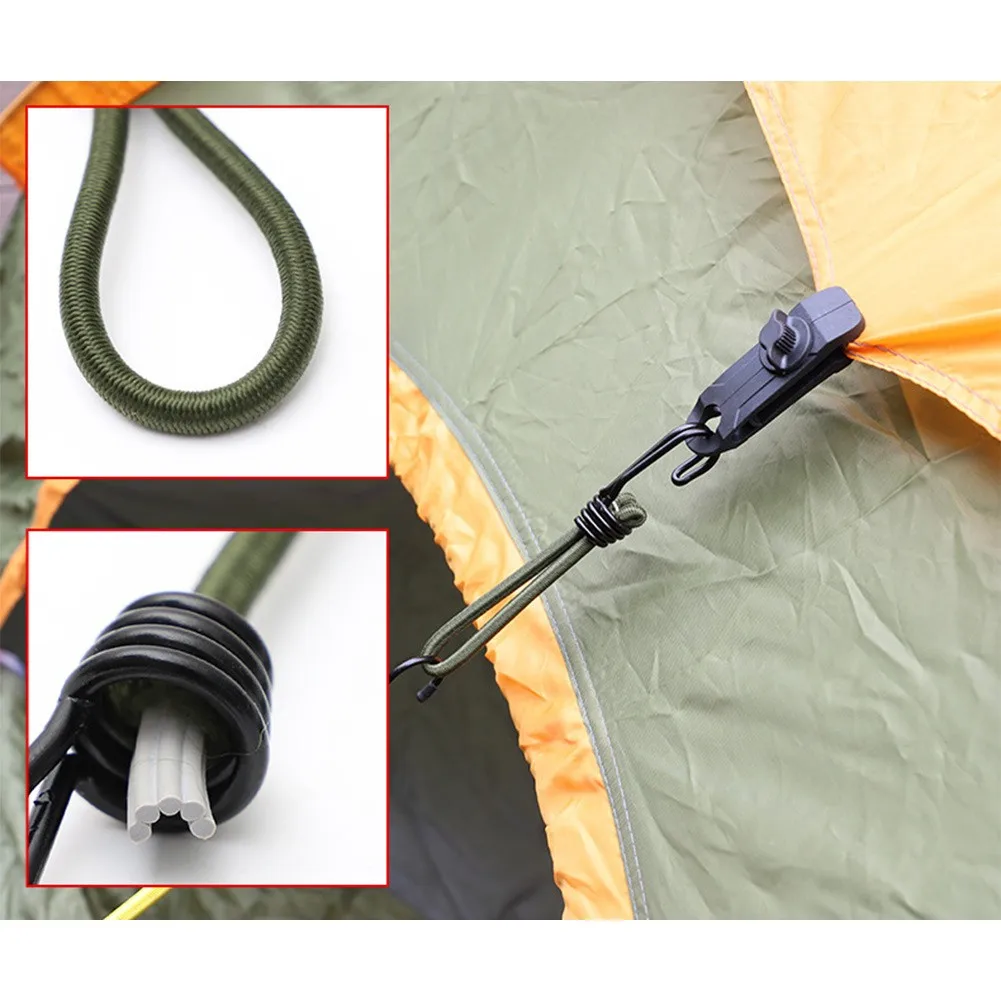 

4Pcs Outdoor Tent Rope Camping Canopy Stretch Buckle Outdoor Accessories Elastic Cord Buckle For Mounting Tent Canopy Package