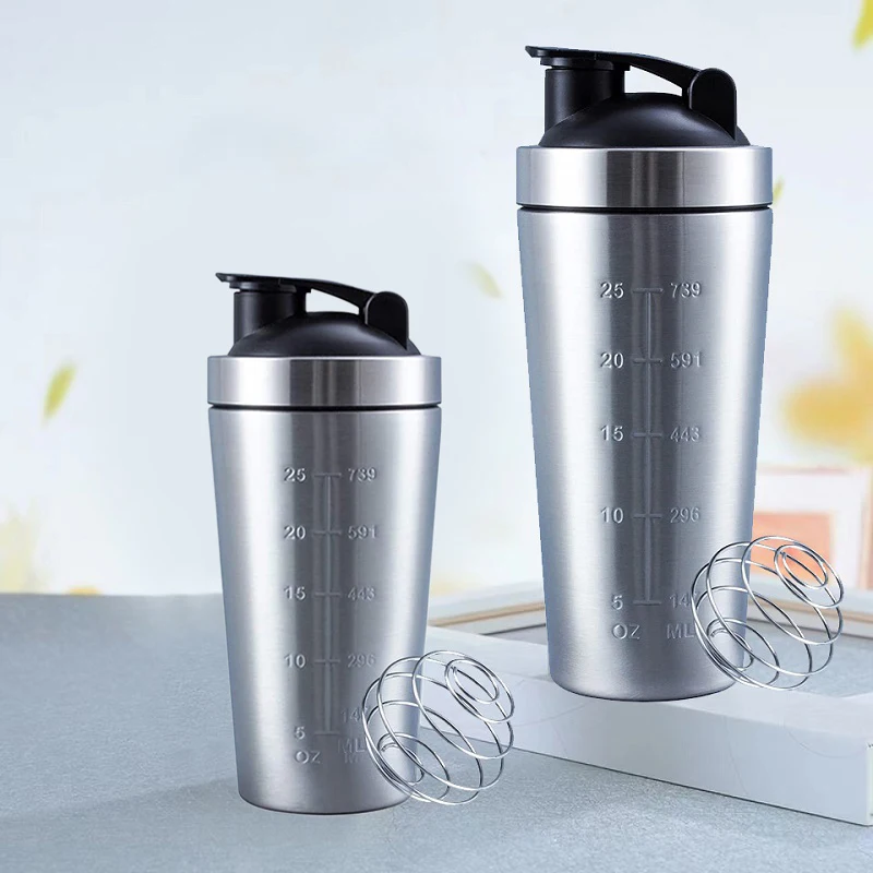 

Stainless Steel Protein Shaker Cup Portable Fitness Sports Mug Nutrition Blender Cup Water Bottles Vacuum Insulation Water Cup
