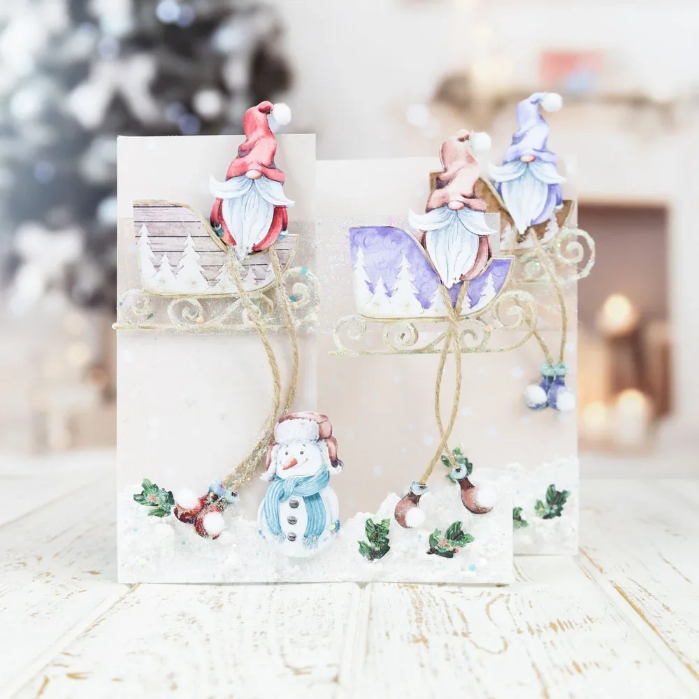 Санта Счастливого Рождества друзья дерево сани металлические штампы для резки