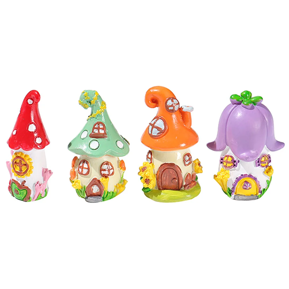 

4Pcs Cake Decoration Decorative Lovely Cake Decor Micro Landscape Garden Decor Tiny House for Desktop Decor Room