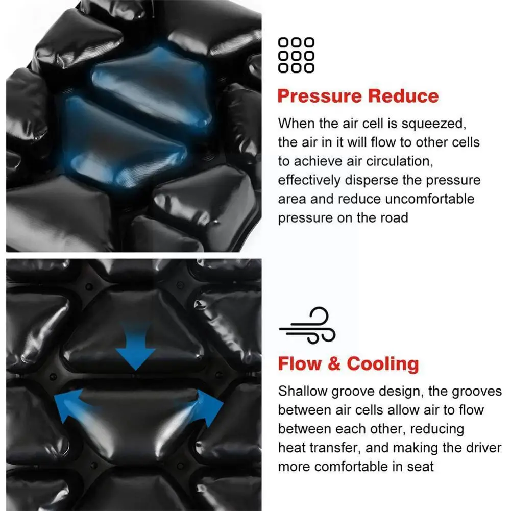 

M/l/xl 3d Inflatable Cushion Universal Motorcycle Absorption Antiskid Shock Breathable Mat Cushion Air Cover C2j7