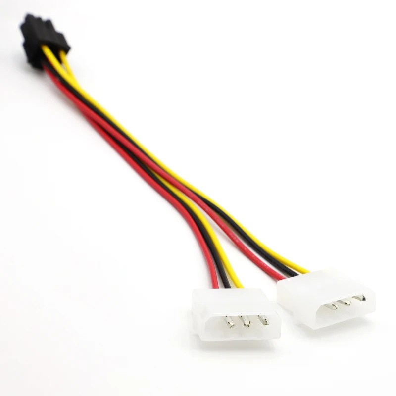 Фото Кабель-адаптер питания IDE Dual 4pin Molex Male на 6 Pin Female PCI-E Y Molex IDE для видеокарт, 1 шт. №5
