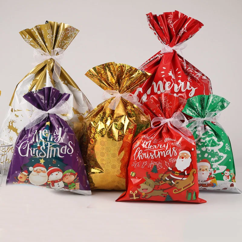 

12Pcs Christmas Gift Bags Christmas Candy Bags Santa Claus Snowman Candy Bags For Xmas Cookies Gifts Packing Supply