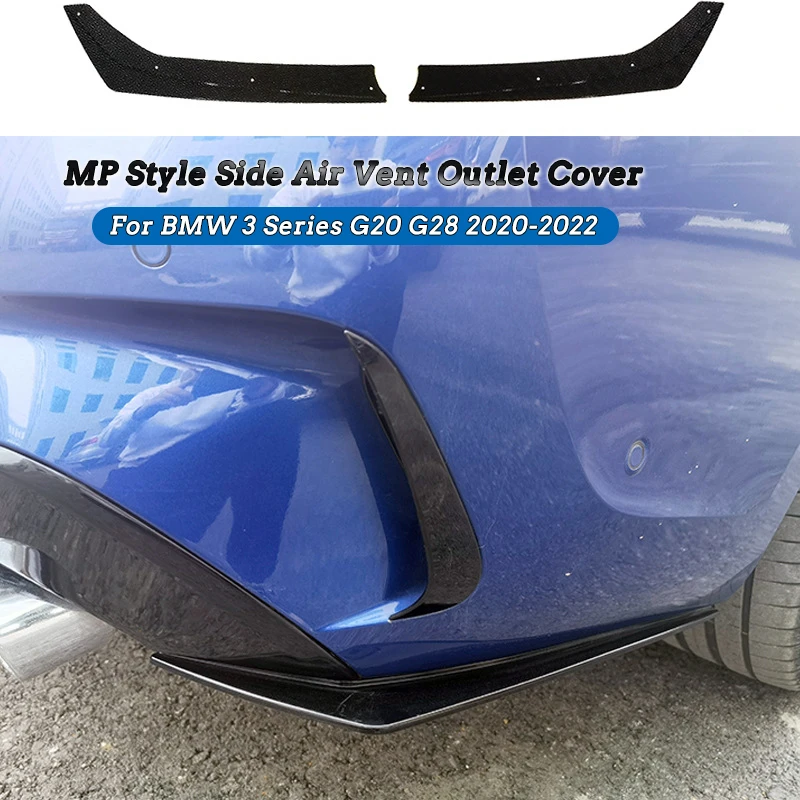 

For BMW 3 Series G20 G28 Car Rear Bumper Lip Spoiler MP Style Side Air Vent Outlet Cover Accessories 2020 2021 2022 Glossy Black