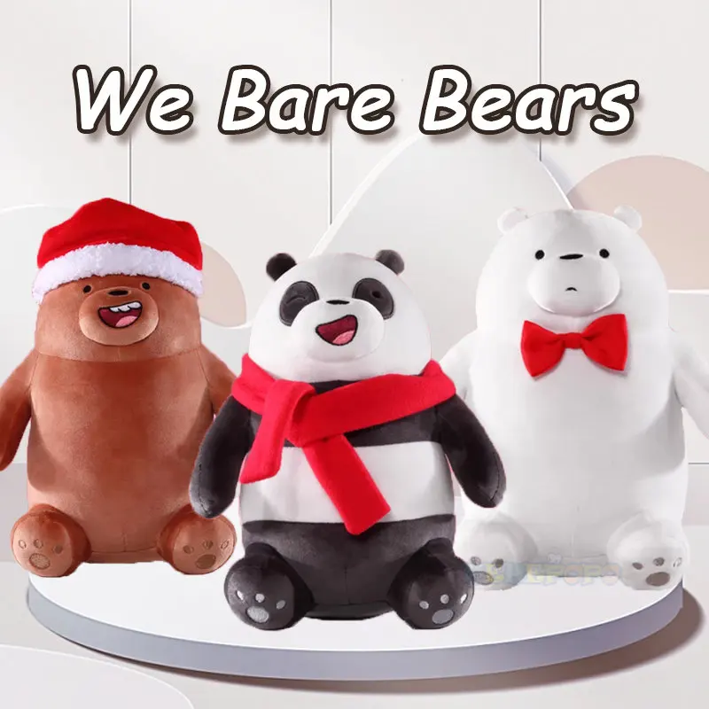 

25CM We Bare Bears Cartoon Figure Plush Toy Grizzly Panda Ice Bear Soft Stuffed Animal Doll Plushies Toys For Kid Christmas Gift