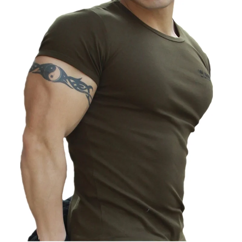 

Summer short sleeve t-shirt men's bodybuilding muscle tight cotton-J8638