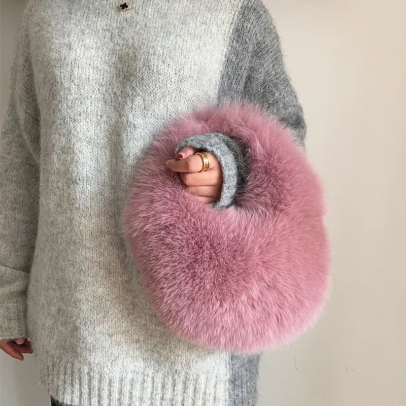 New Fashion Fox Fur Bag Women`s Handbag Fashion All-match Handbag High-end Simple Trand Fashion Single Produt