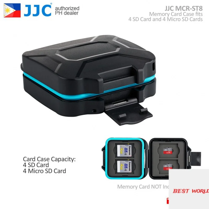 

JJC MCR-ST8 Hard Case for DSLR Camera Memory Card fits SD x 4, TF x 4 MVP CAMERA