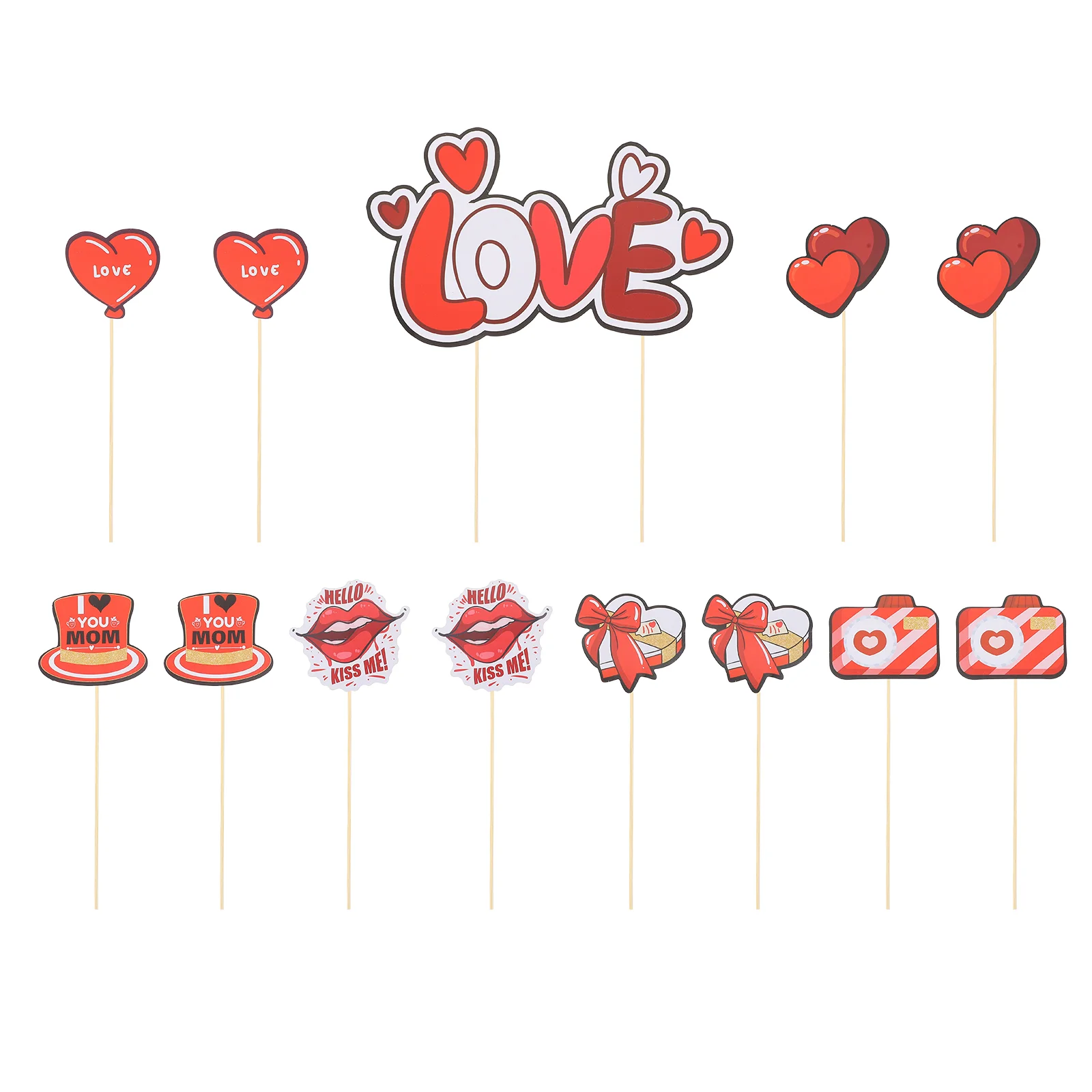 

13pcs Cake Dessert Toppers DIY Decors Creative Lips Love Hearts Adorns for Valentine's Day