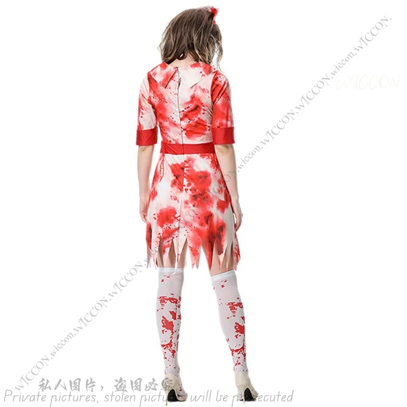 Маскарадный костюм вампира для Хэллоуина медсестры окрашенный кровью косплея