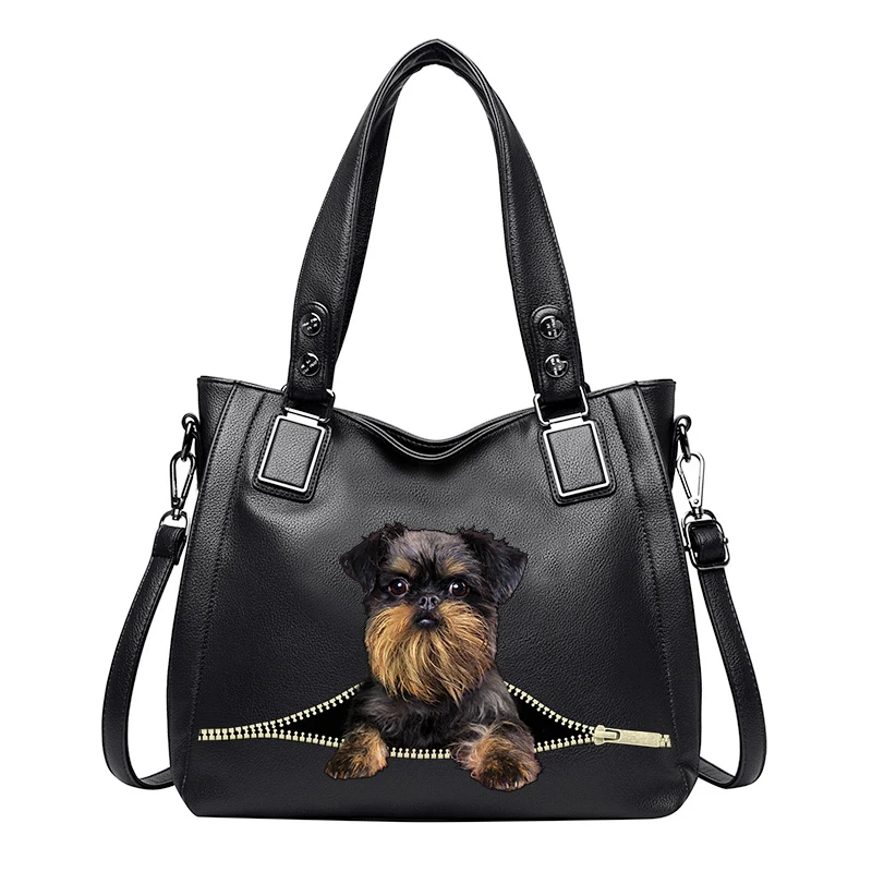 

Women Luxury Bag Casual Tote Bag Fashion Designer Handbags High Quality Lady PU Leather Shoulder Dog Picture Bags HBN047