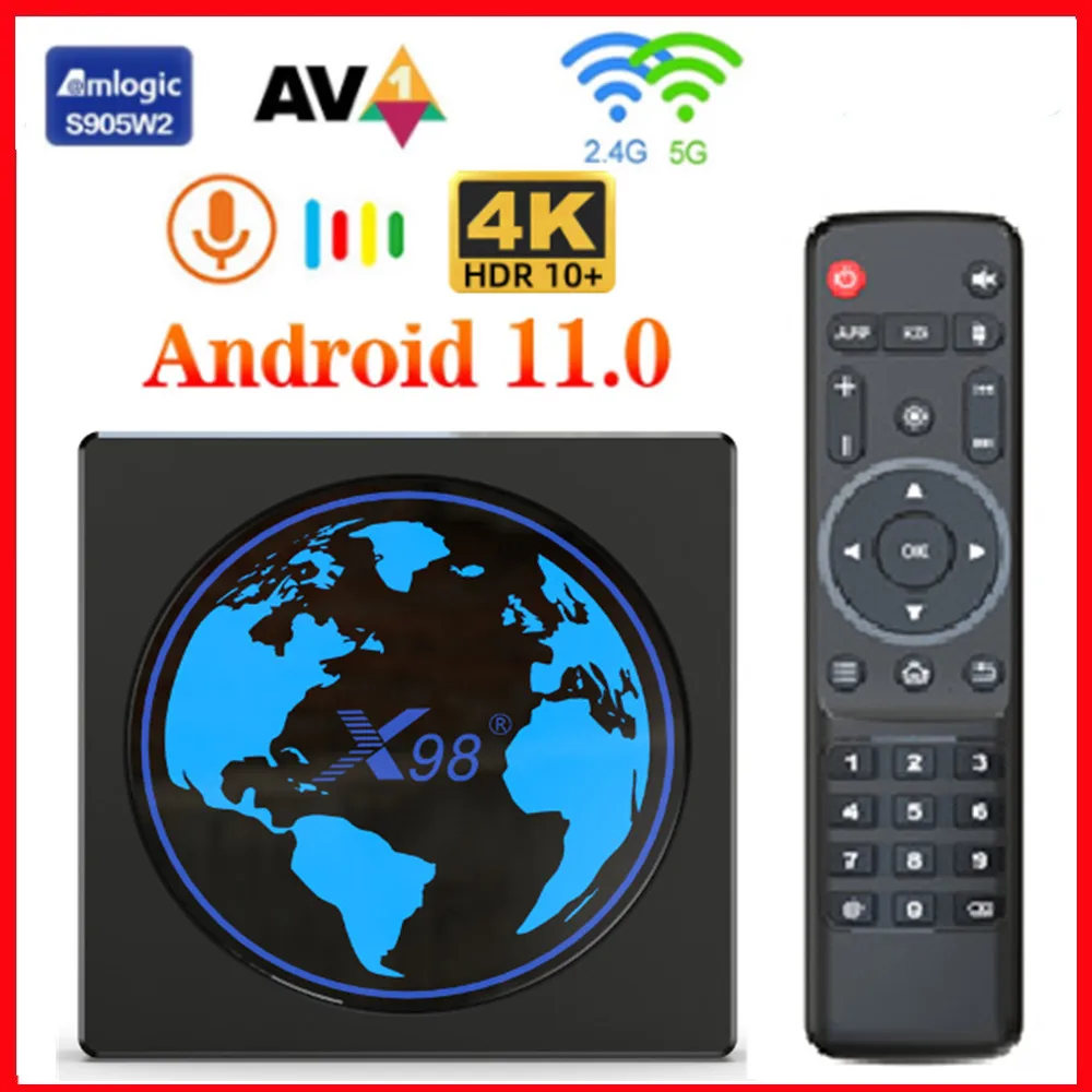 ТВ-приставка X98 Mini Smart TV Box Android 11 0 4 Гб RAM 32/64 ROM Amlogic S905W2 4K 2 4G/5G WiFi 1000M Youtube Google Play