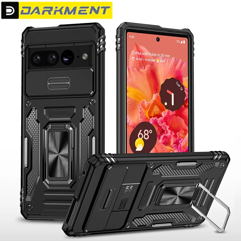 

Slide Camera Lens Solid Color Car Holder Case For Google Pixel 7 7Pro Anti Fall Armor Ring Bracket Cover For Google Pixel 7 Pro