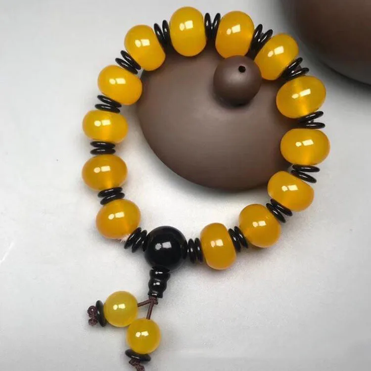 

Natural Agate Chalcedony Abacus Beads Single Ring Bracelet Popular Simple Joker Bracelets for Men and Women