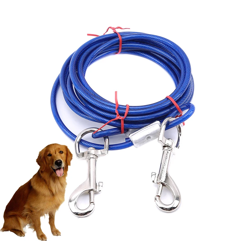 3M Steel Wire Tow Rope Leash Cable With Dual Heads Metal Hooks Lead Strap For Small Large Pet Cat Dog