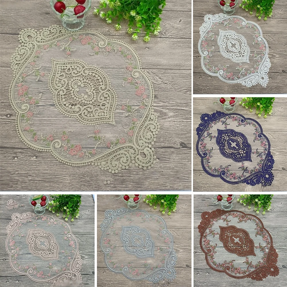 

1Pc Table Cloth Rose Embroidered Parten Tablecloth Lace Round Table Cover For Christmas Wedding Party Home Decor