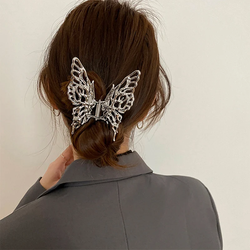 

Lystrfac 2022 New Metal Butterfly Hair Claws for Women Girls Hair Clip Female Summer Large Hairpin Hair Accessories