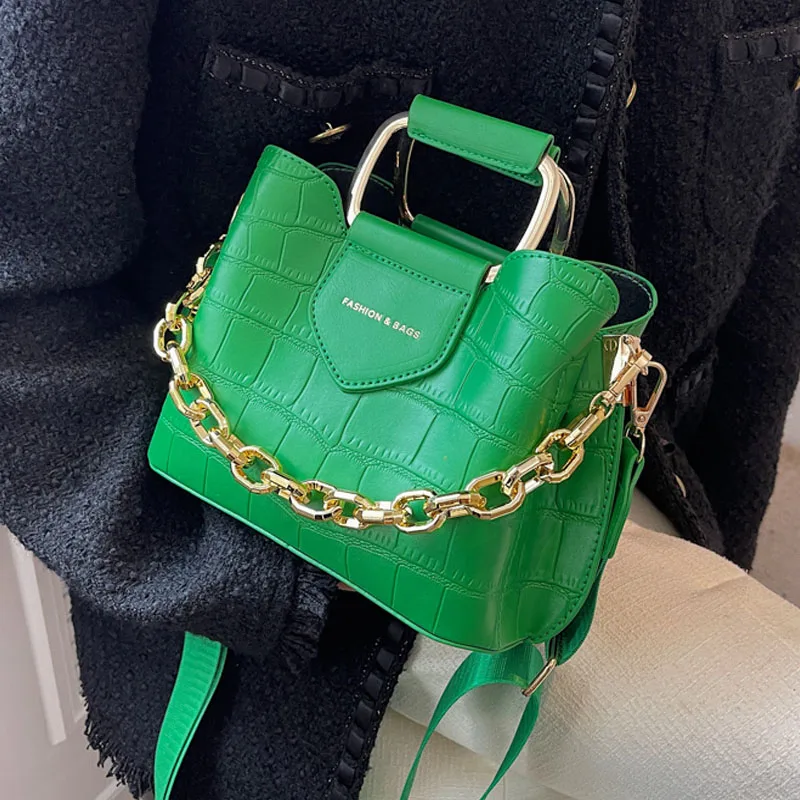 

Stone pattern Leather Small Tote Bucket Bag Women's Fashion Shoulder Crossbody Bags for Women 2022 Designer Brand Chain Handbags