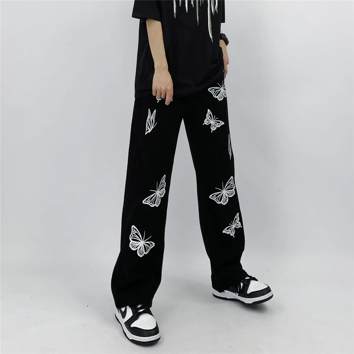 Women's Printed Fashion Butterfly Y2K Clothes Vintage Baggy Jeans Denim Pants Men's Trousers Streetwear Wide Leg Pants For Men