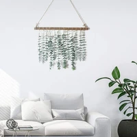 artificial fake eucalyptus leaves with wooden stick farmhouse rustic style wall hanging greenery for bathroom decor