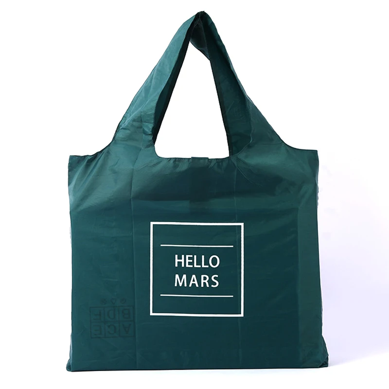 Foldable Shopping Bag Free Shipping Large 210d Eco Fabric Grocery Bag Big Waterproof Cloth Folding Reusable Bag For Supermarket