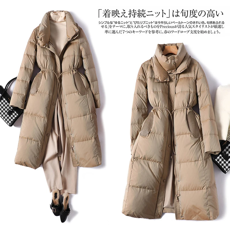 

90% White Goose Down Jacket Women New Fashion Design Coat High Street Autumn/Winter Long Casaco Feminino Inverno 2022