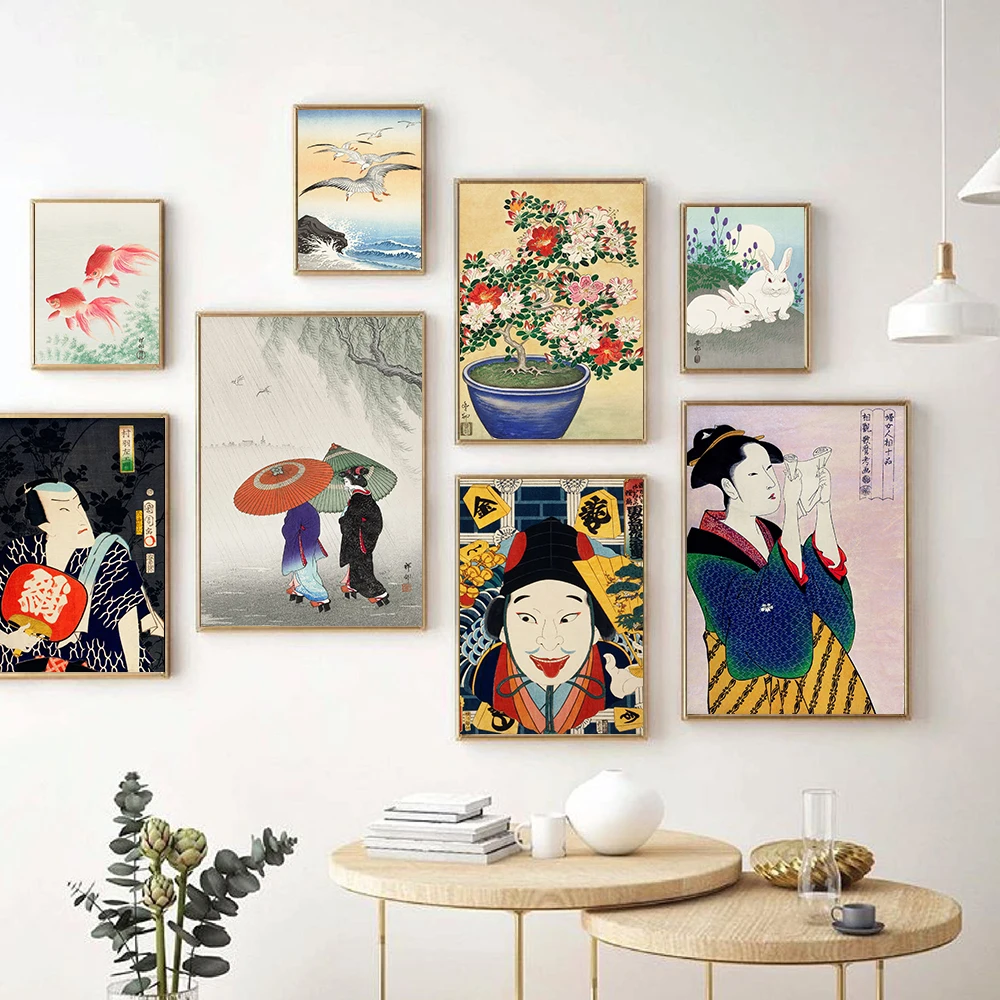 

Japanese Culture Posters and Prints Gueisha Flower Art Canvas Painting Wall Pictures for Living Room Oriental Home Decor