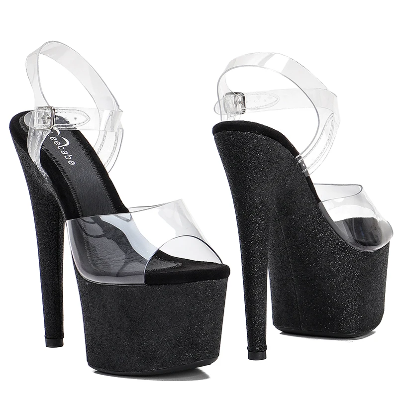 Leecabe 17cm/7Inch  Glitter platform and Heels sandals shoe high heel platform pole dance shoes