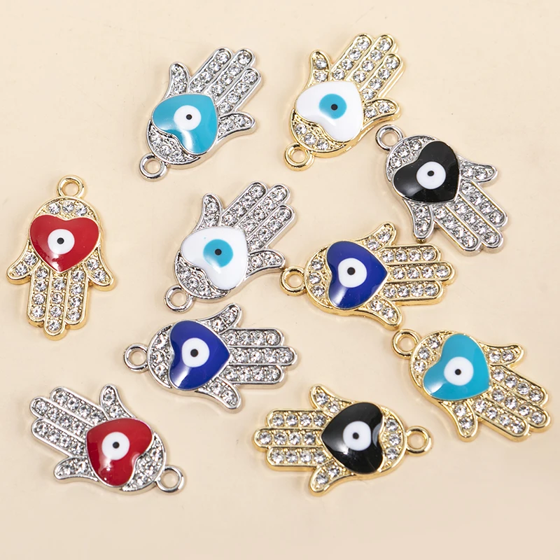 HEYUYAO 10 шт./лот Смешанные Подвески в форме сердца глаз пальмы горного хрусталя