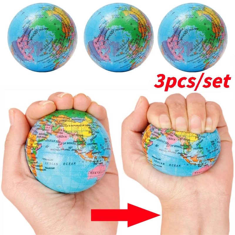 

New Stress Relief Decor World Map Foam Ball Atlas Globe Palm Planet Earth Ball Squeeze Toy Squishy Anti-stress Toys For Children